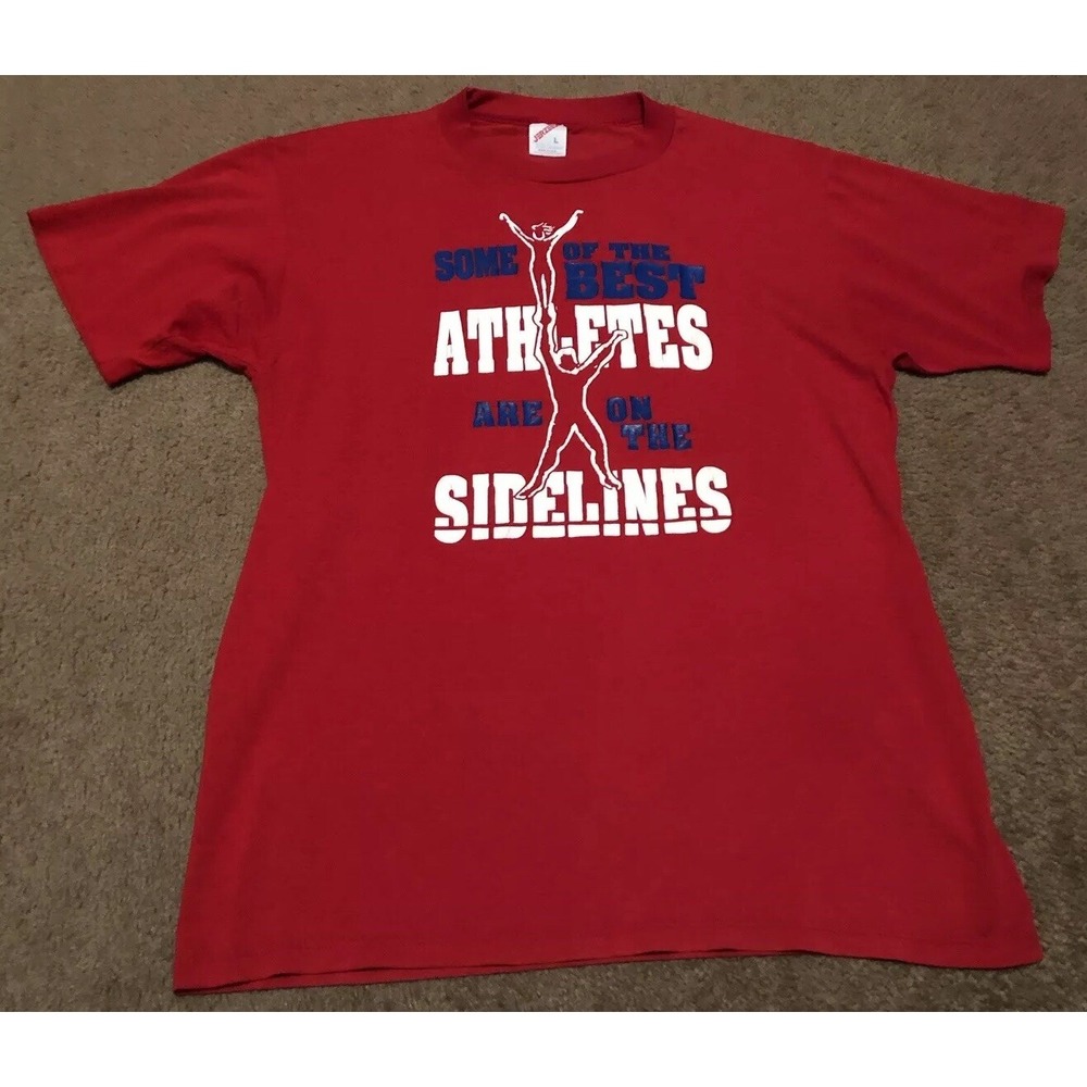 Cheerleading Sports Jerzees L T-Shirt VTG 80s Some Of The Best Athletes Sideline